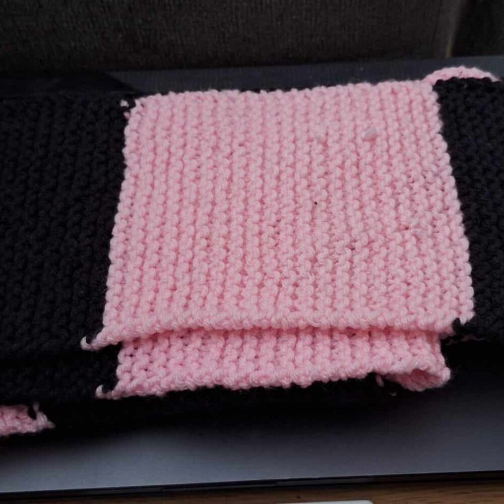 Handmade Pink and Black Scarf